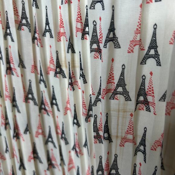 Vintage Y2K Snow Traffic Size Small Pleated Eiffel Tower Print Dress Belted NWT - Picture 14 of 14